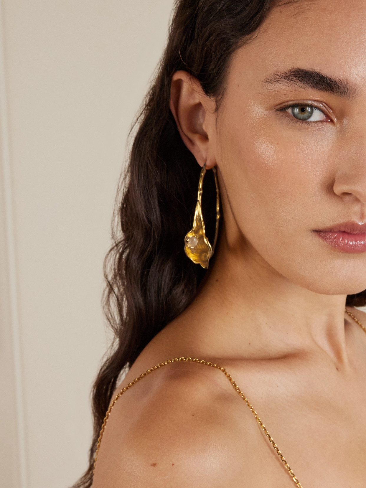 Chloé Gold-tone And Quartz Hoop Earrings In Gold