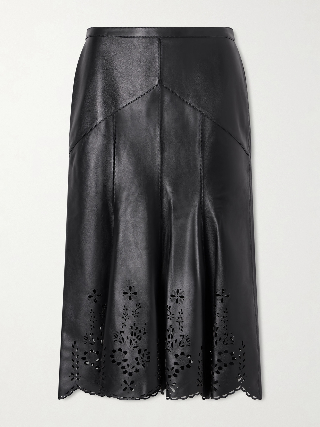 Isabel Marant Nisia Laser-cut Leather Midi Skirt In Black
