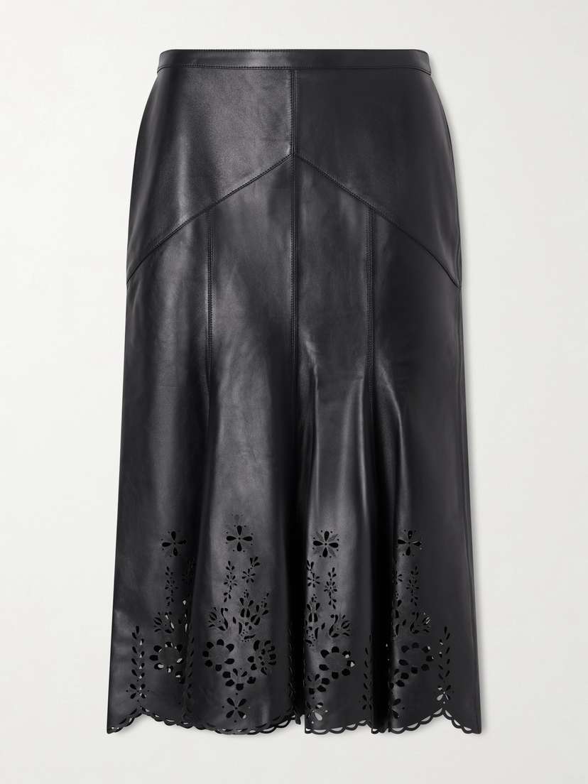 Isabel Marant Nisia Laser-cut Leather Midi Skirt