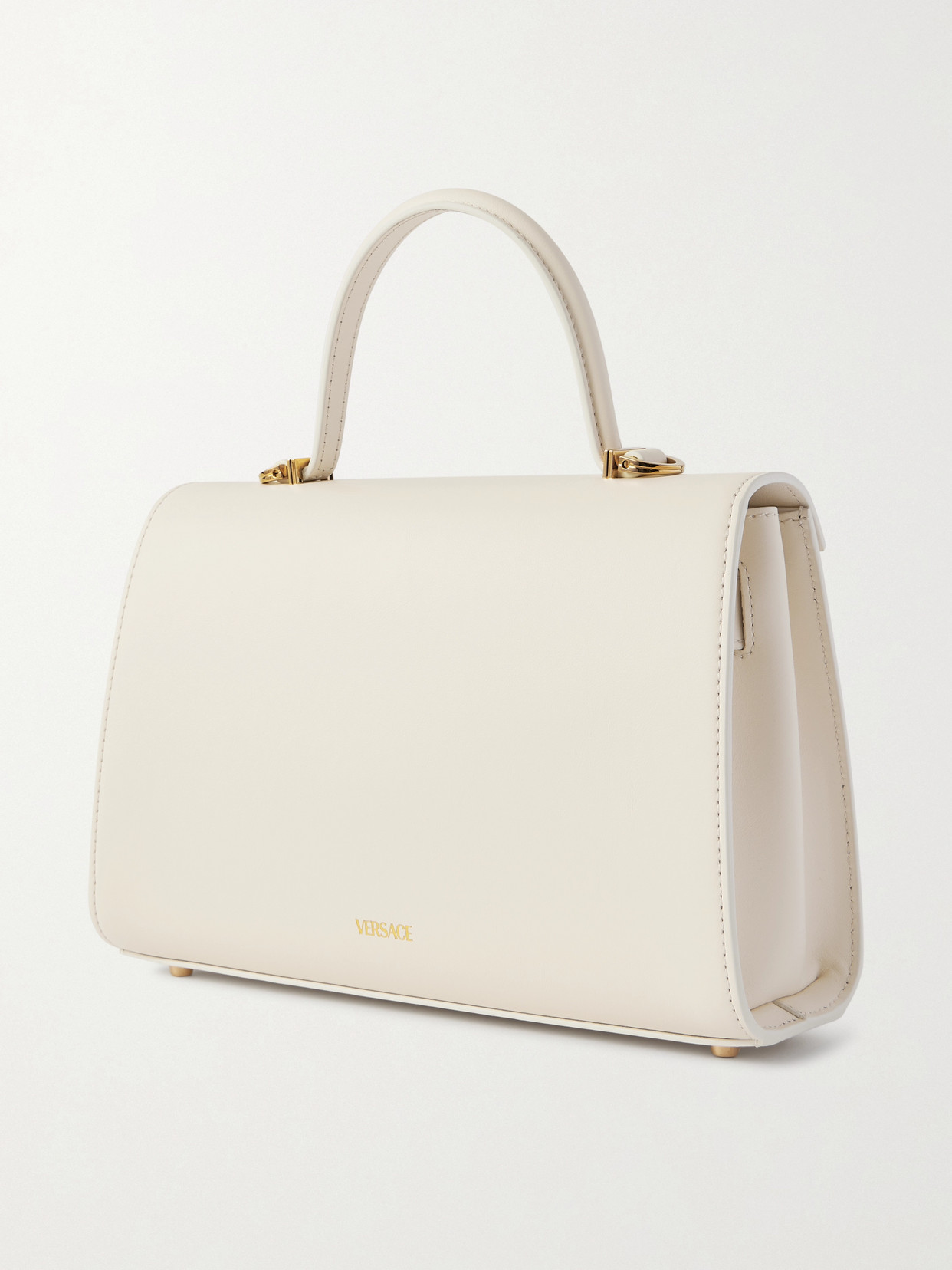 Versace Medusa '95 Embellished Leather Tote In White