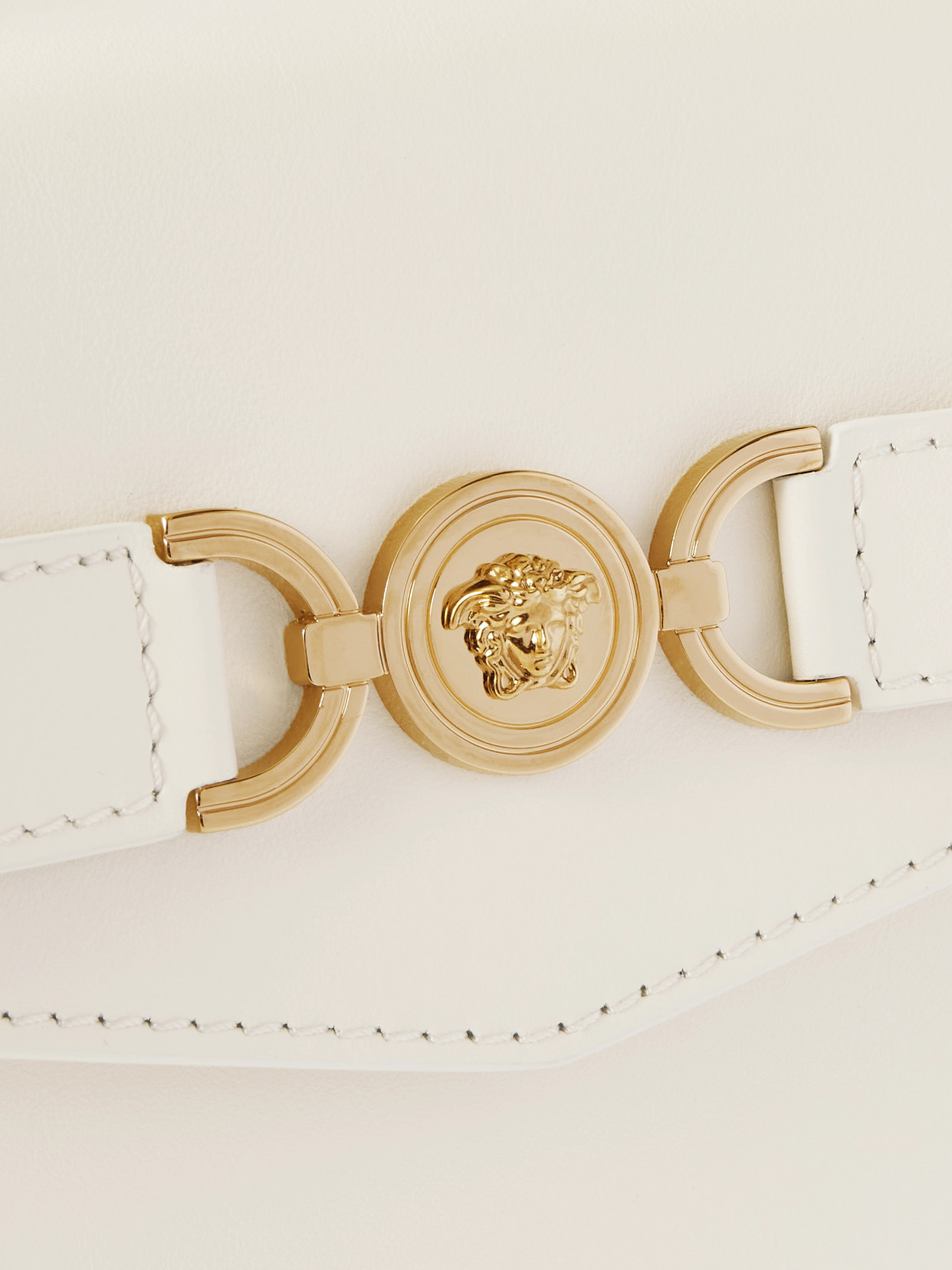 Versace Medusa '95 Embellished Leather Tote In White