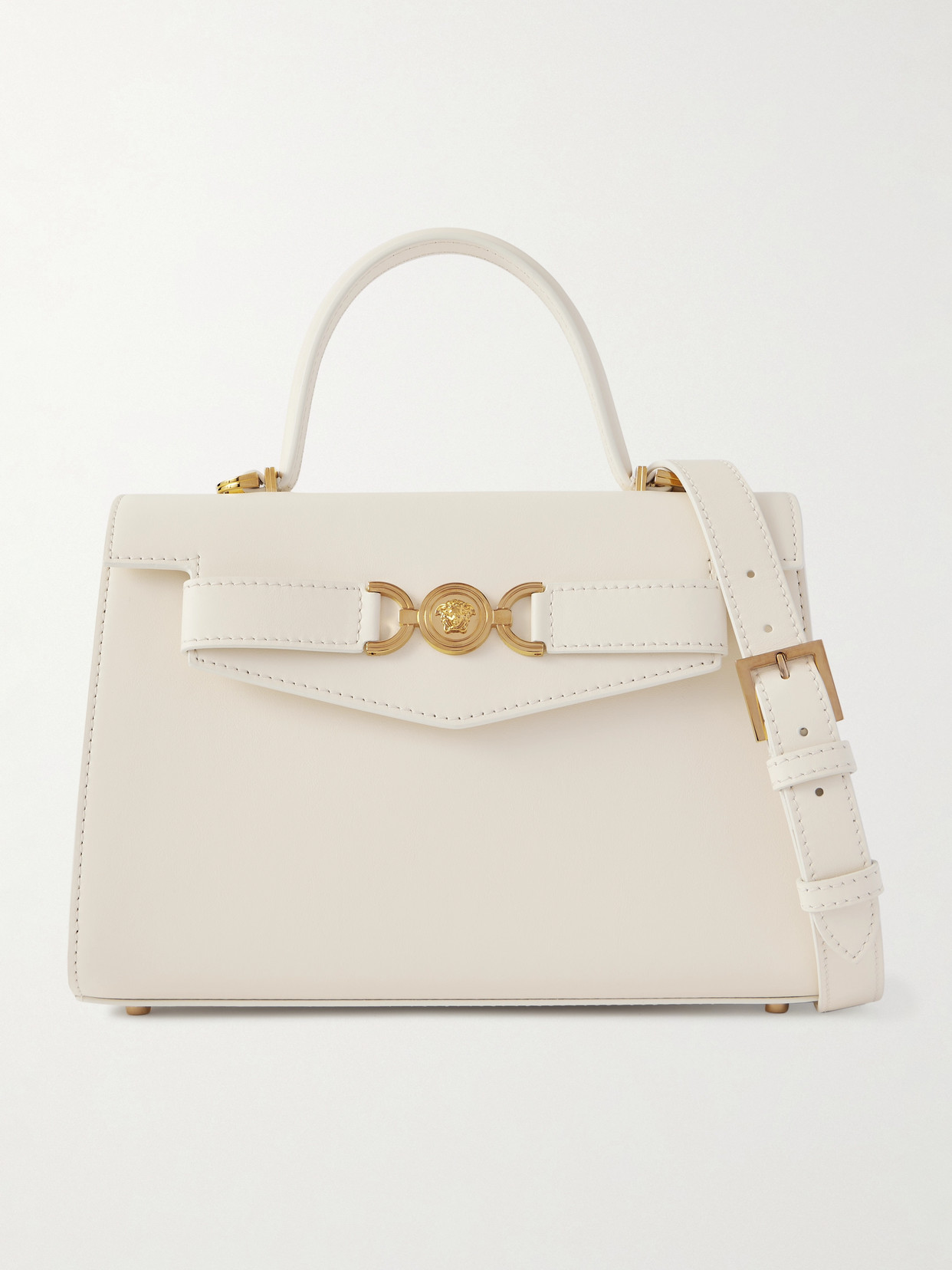 Versace Medusa '95 Embellished Leather Tote In White