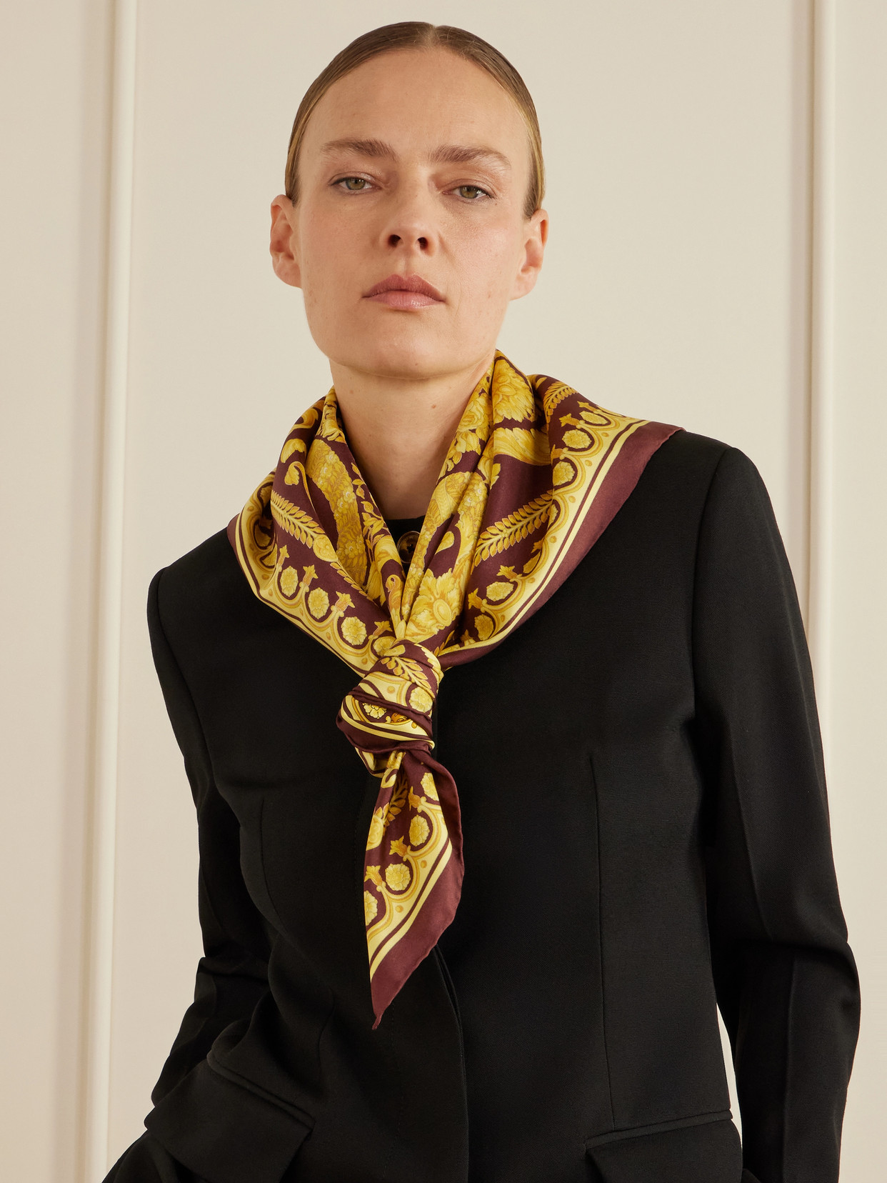 Versace Printed Silk-twill Scarf In Multi