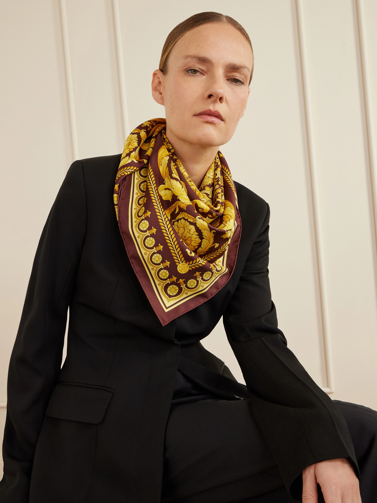 Versace Printed Silk-twill Scarf In Multi