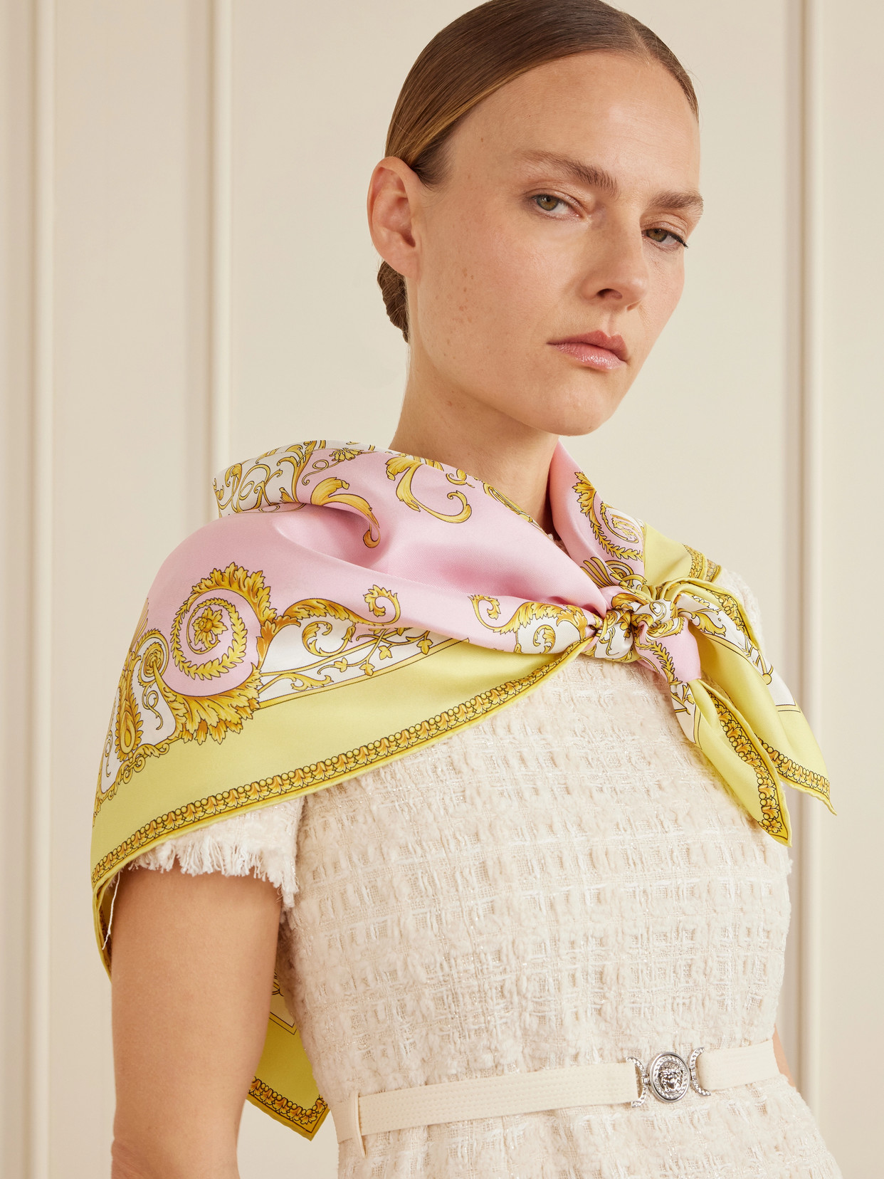 Versace Printed Silk-twill Scarf In Multi