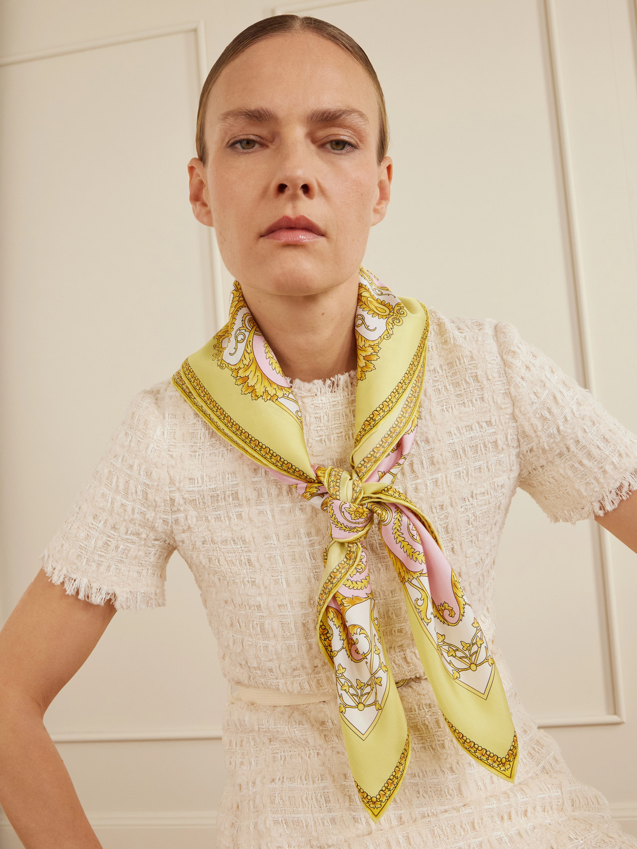 Versace Printed Silk-twill Scarf In Multi