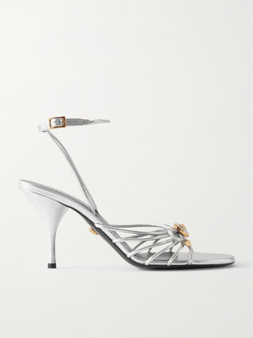 Versace Embellished metallic leather sandals