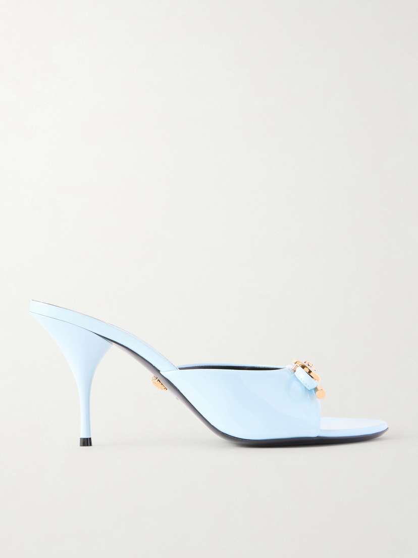 Versace Opera Embellished Patent-leather Mules