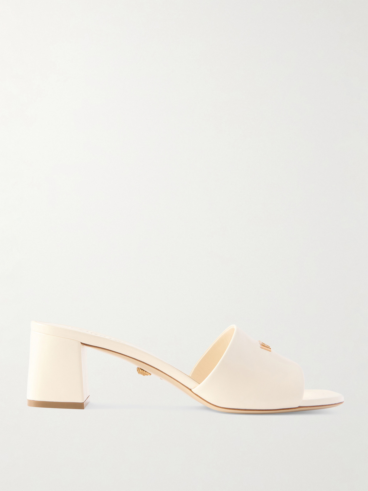 Versace Embellished Leather Mules In Neutral