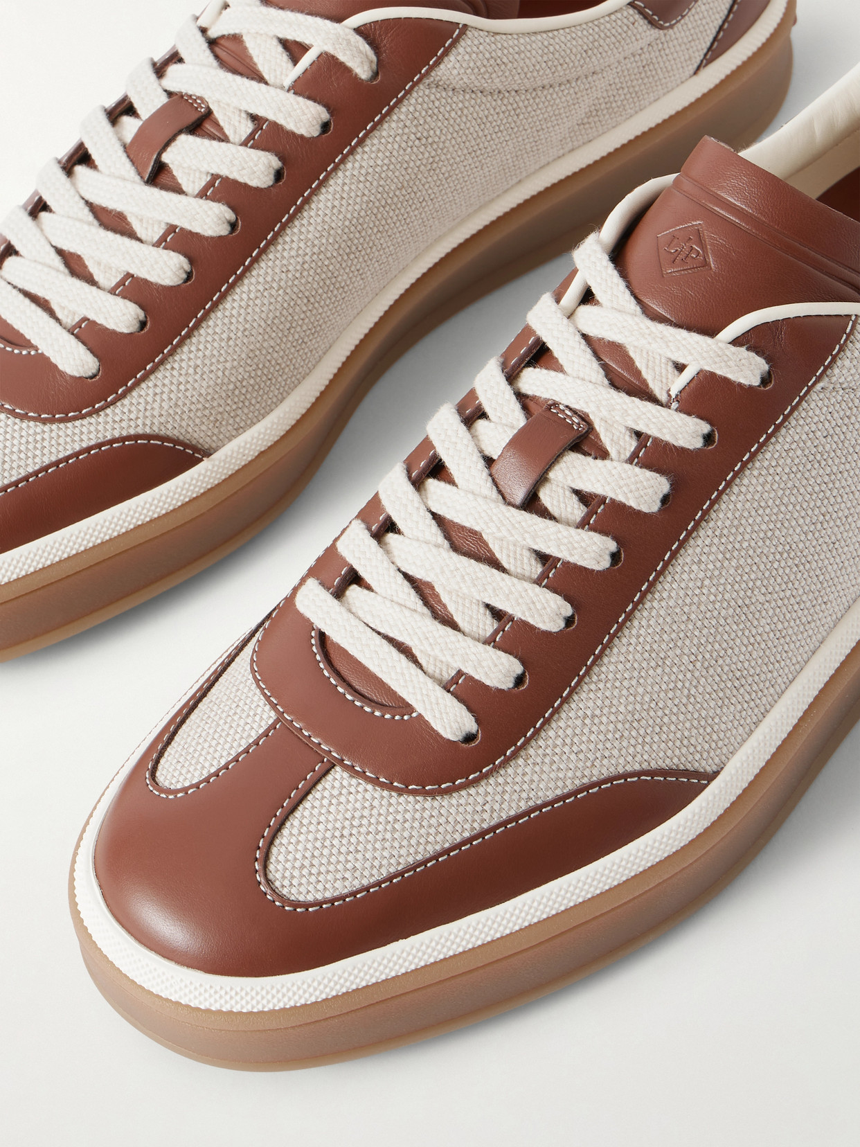 Tennis Walk Leather-Trimmed Canvas Sneakers