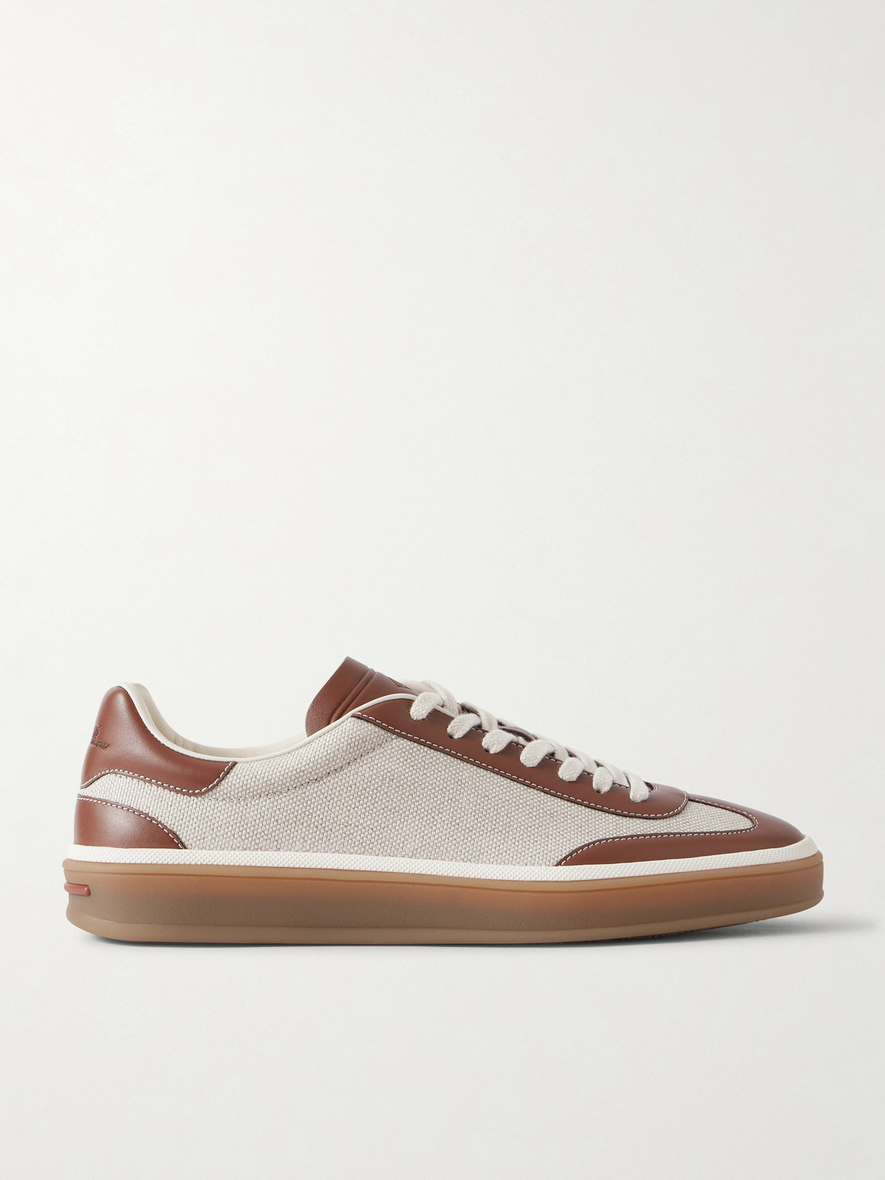 Tennis Walk Leather-Trimmed Canvas Sneakers