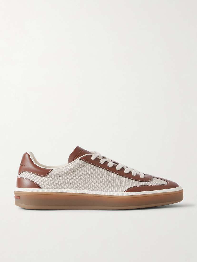Loro Piana Tennis Walk Leather-trimmed Canvas Sneakers