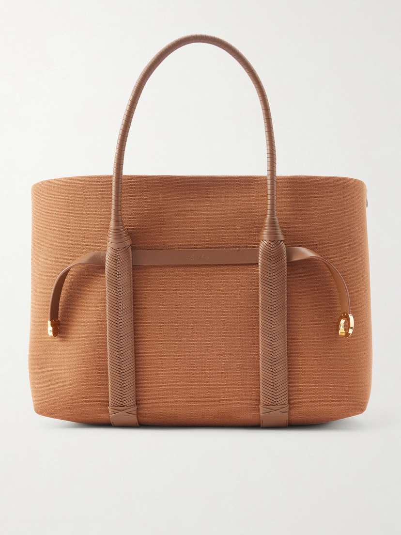 Loro Piana Ghiera Large Leather-trimmed Canvas Tote