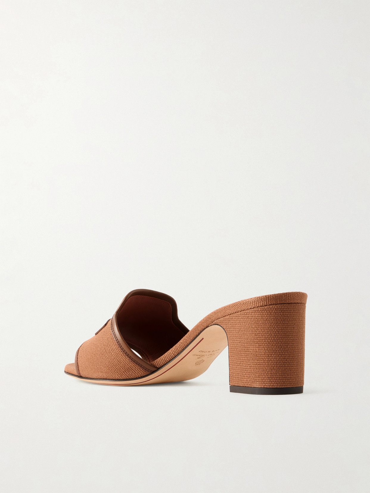 Summer Charms Embellished Leather-Trimmed Canvas Mules