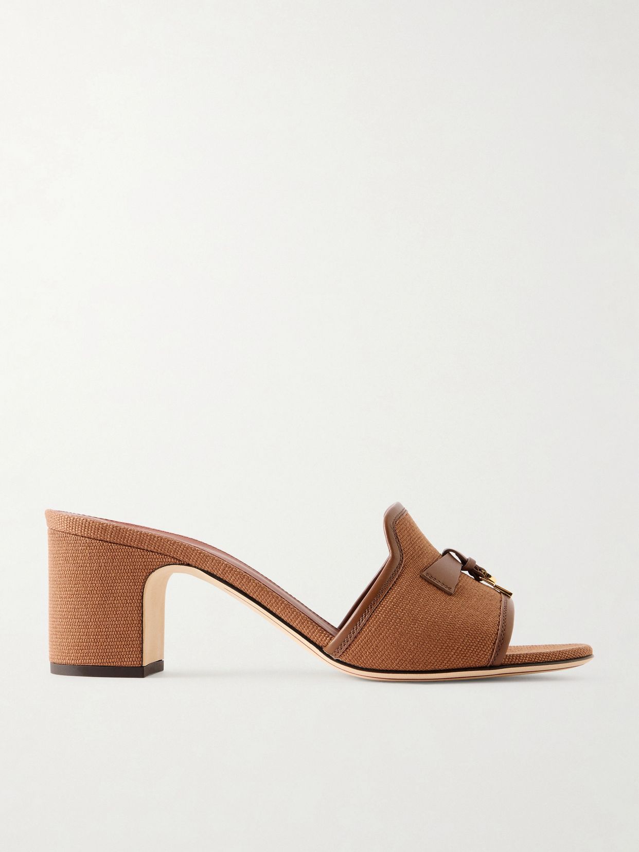 Summer Charms embellished leather-trimmed canvas mules
