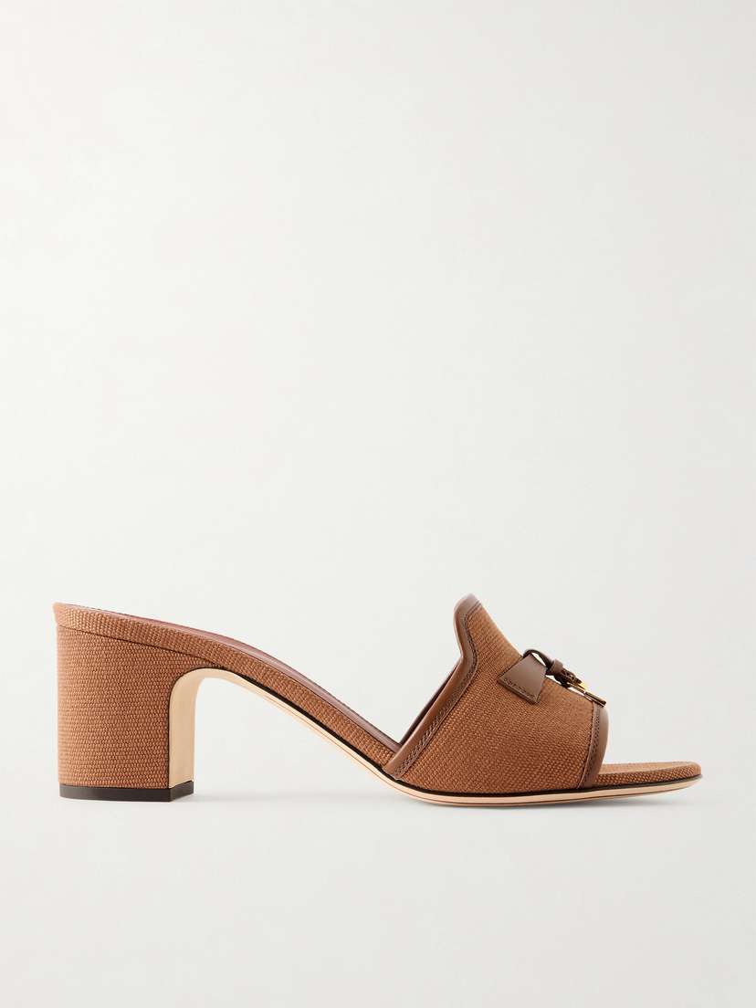 Loro Piana Summer Charms Embellished Leather-trimmed Canvas Mules