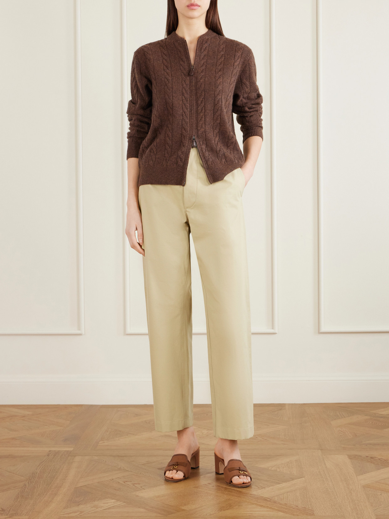 Summer Charms Embellished Leather-Trimmed Canvas Mules