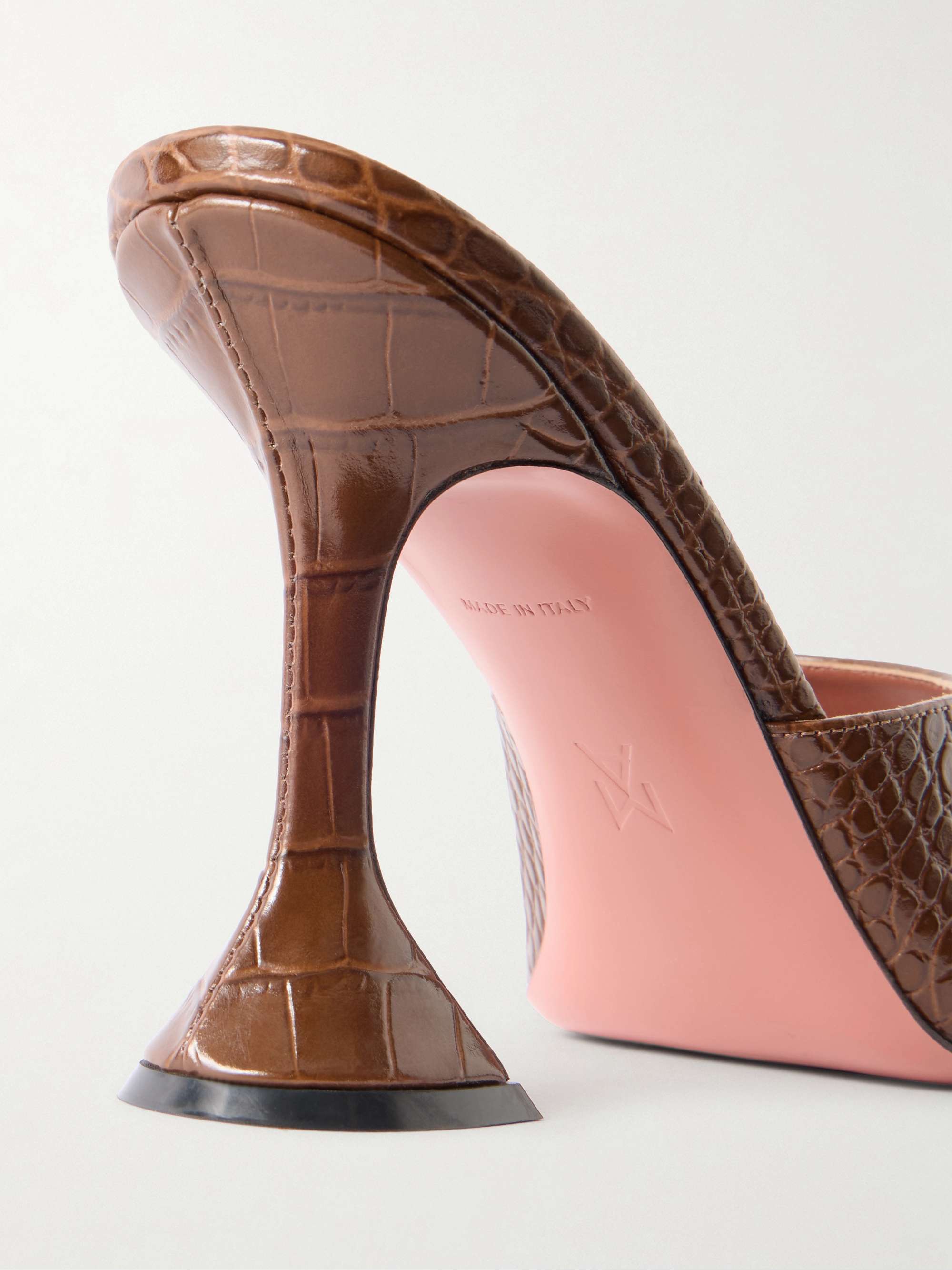 AMINA MUADDI Lupita croc-effect leather mules | NET-A-PORTER