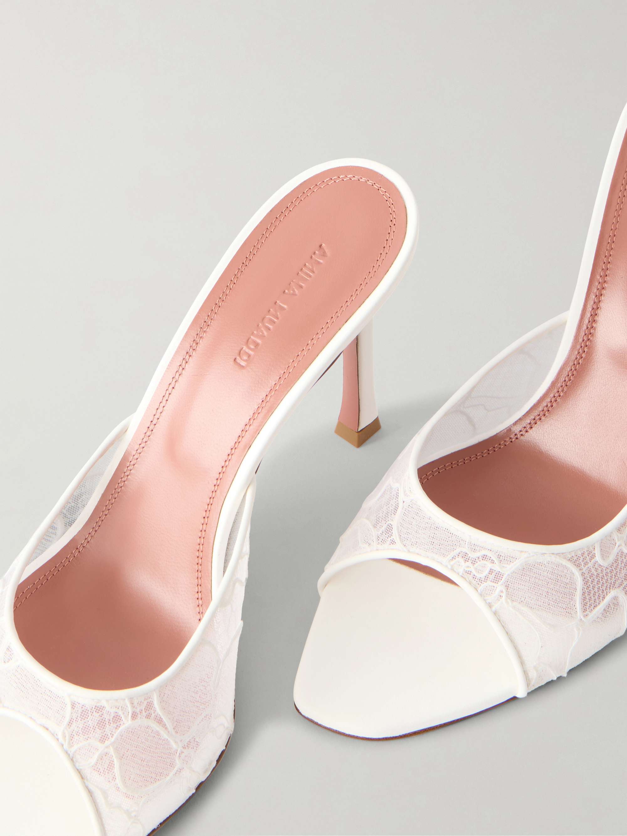 AMINA MUADDI Alexa 95 satin and corded-lace sandals | NET-A-PORTER