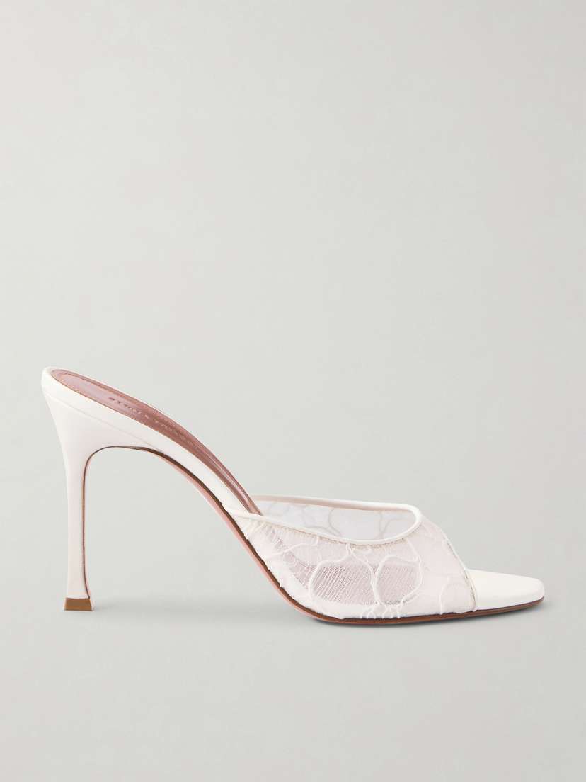Amina Muaddi Alexa 95 Satin And Corded-lace Sandals