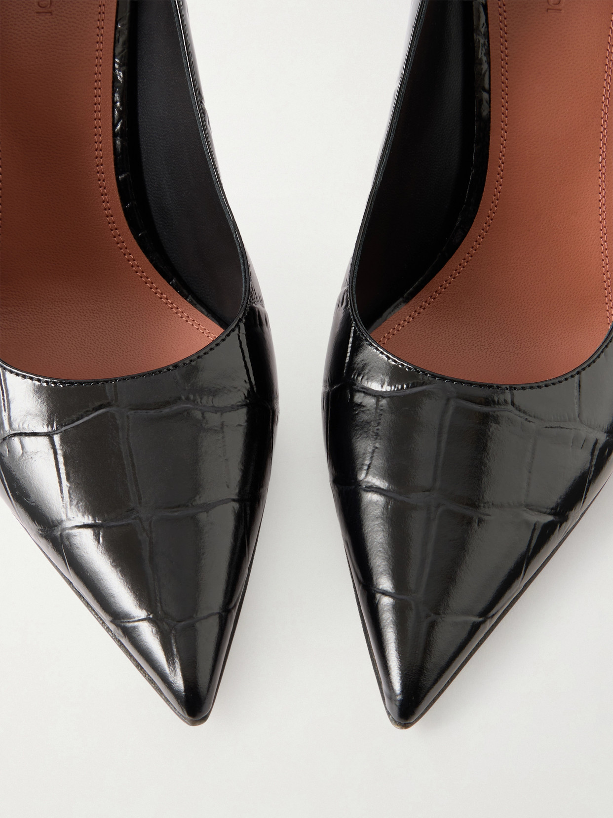 Ami Croc-Effect Pumps