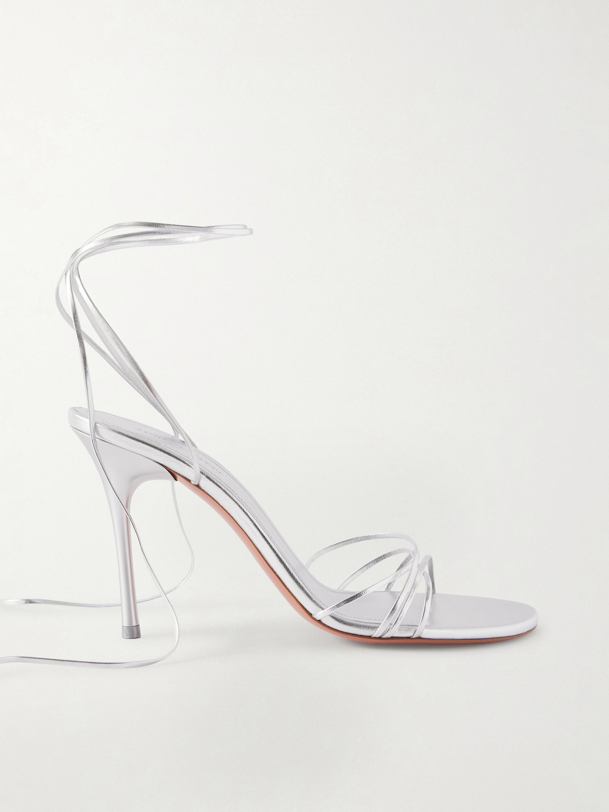 Amina Muaddi Lori Metallic Leather Sandals In Silver