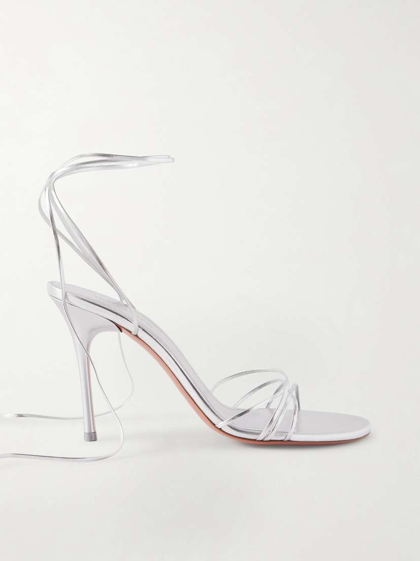 Amina Muaddi Lori Metallic Leather Sandals