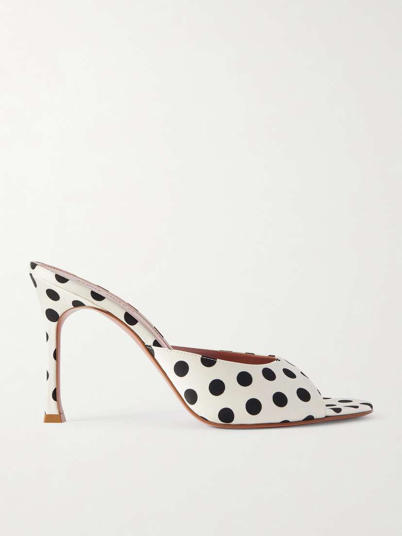 Amina Muaddi Alexa Polka-dot Satin Mules