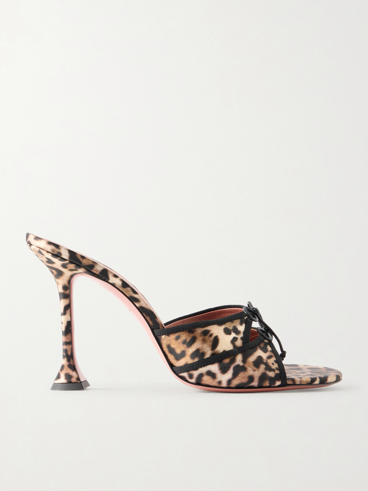 Amina Muaddi Eleonora Bow-detailed Leopard-print Satin Mules In Animal Print