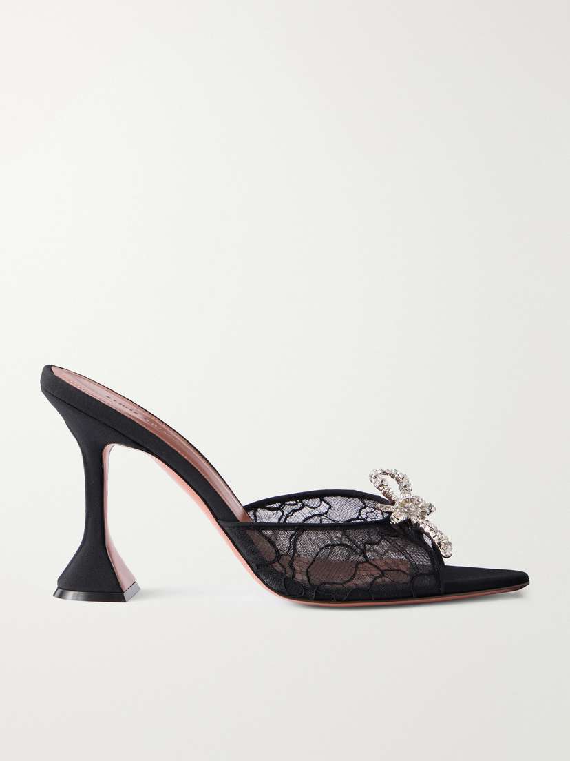 Amina Muaddi Rosie 95 Crystal-embellished Lace Sandals