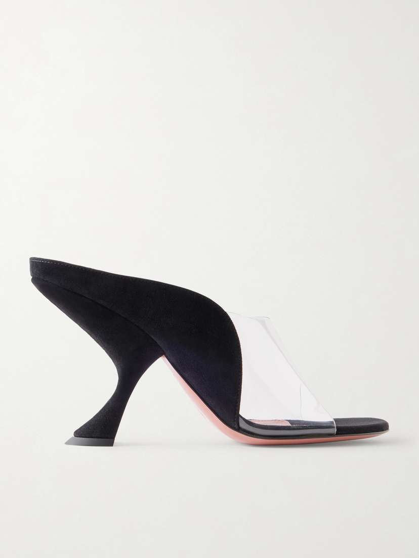 Amina Muaddi Mackenzie Pvc-trimmed Suede Sandals
