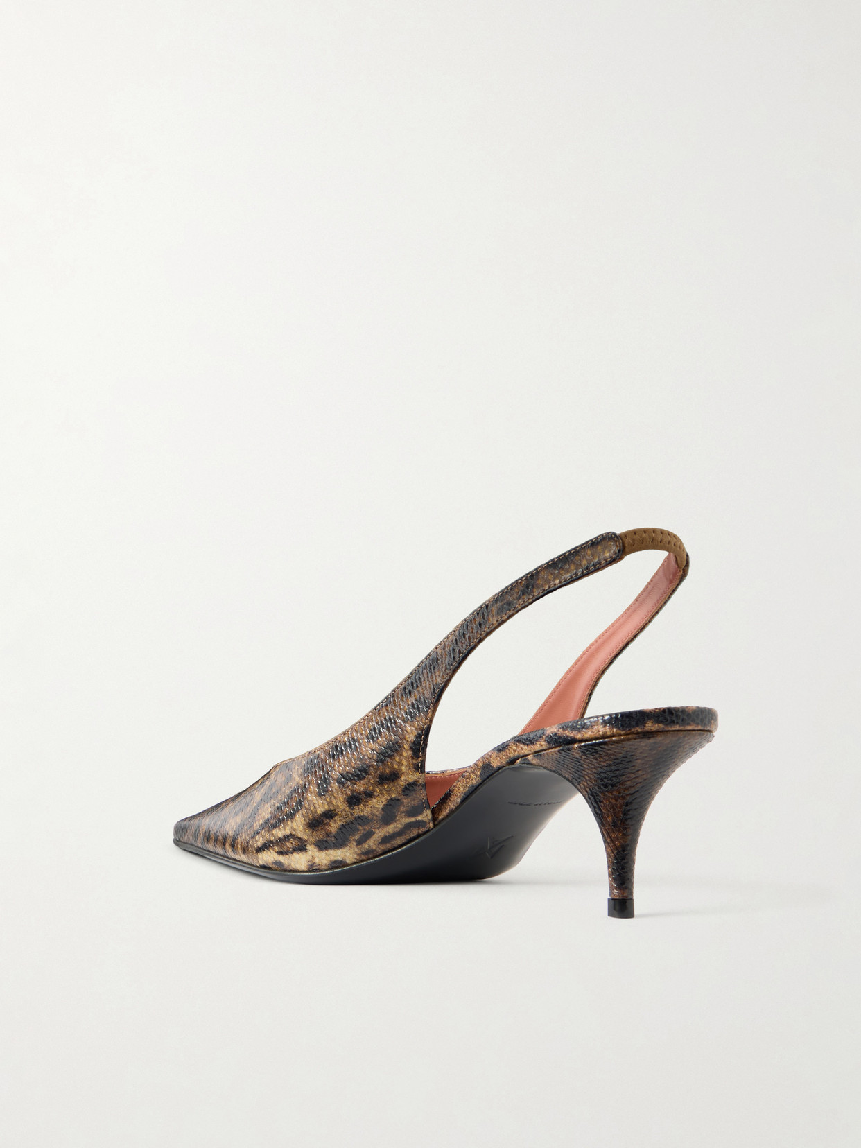 Anok 55 Snake-Embossed Leather Kitten Heel Slingback