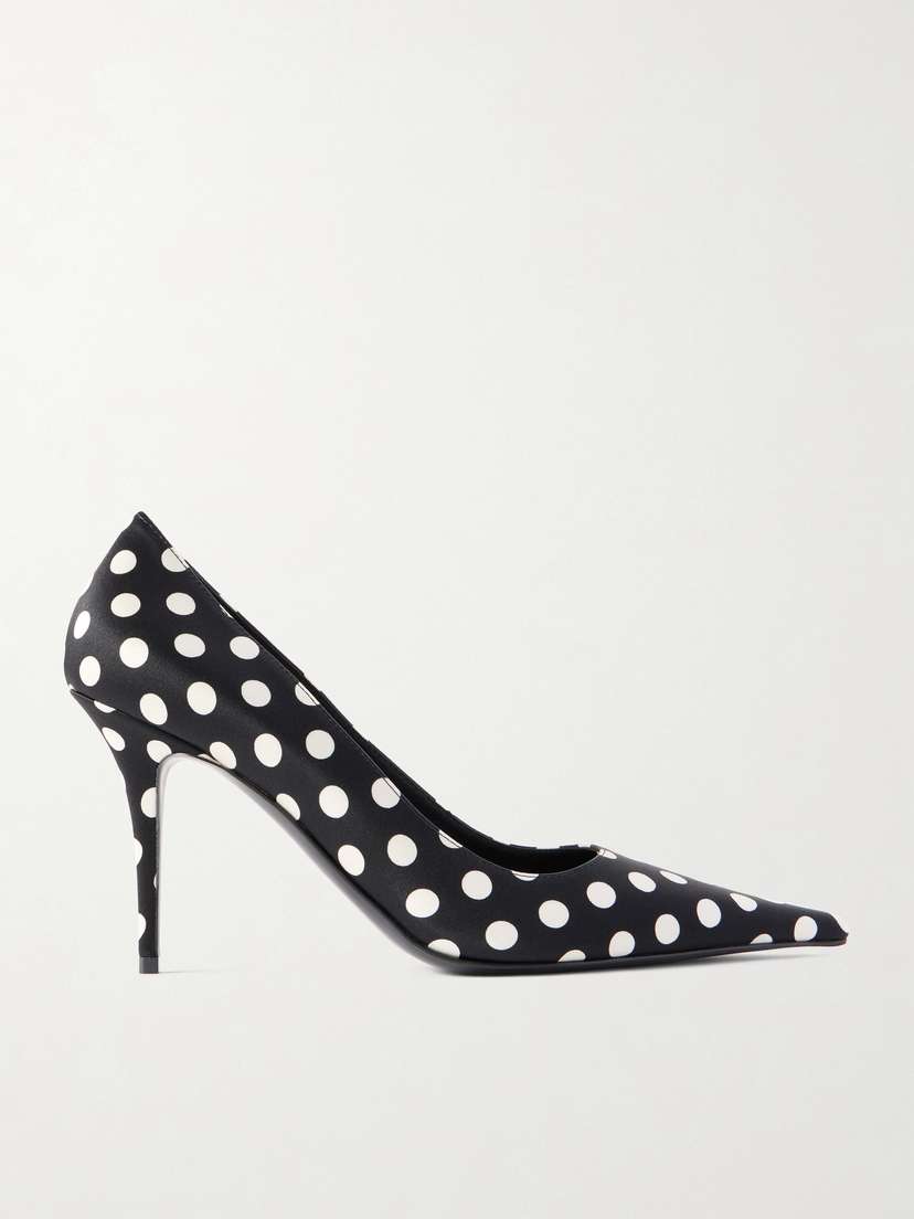 Amina Muaddi Barbara Polka-dot Satin Pumps