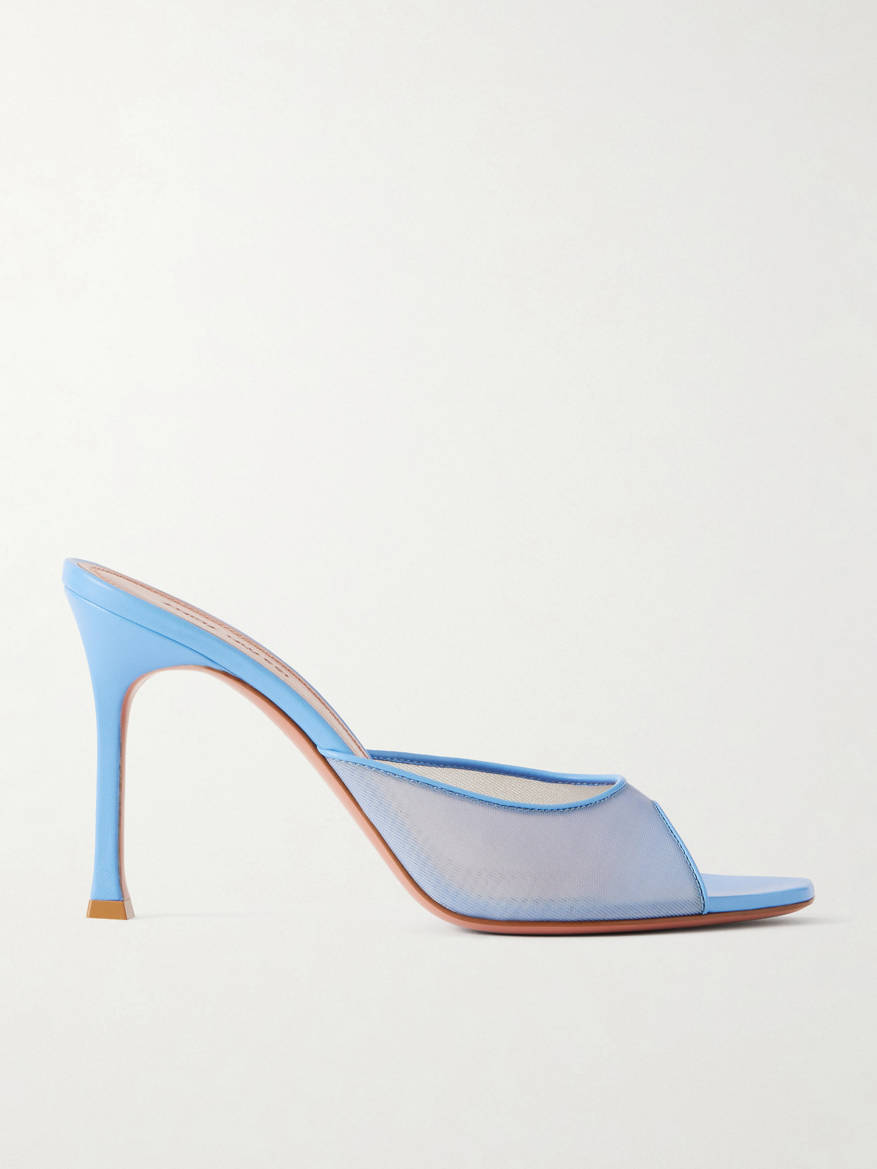 Alexa Leather-Trimmed Mesh Mules