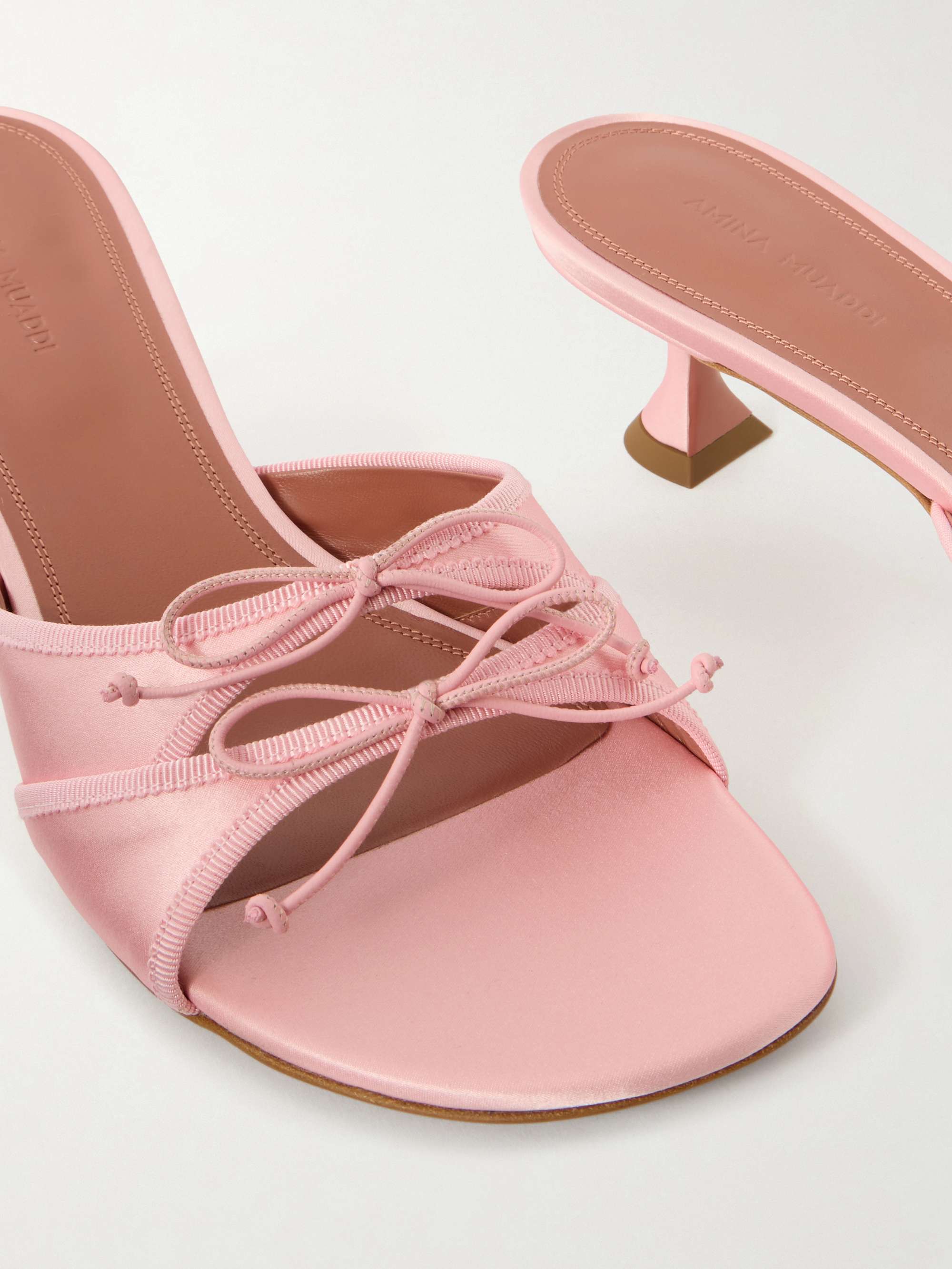 AMINA MUADDI Eleonora 45mm satin open toe mule | NET-A-PORTER