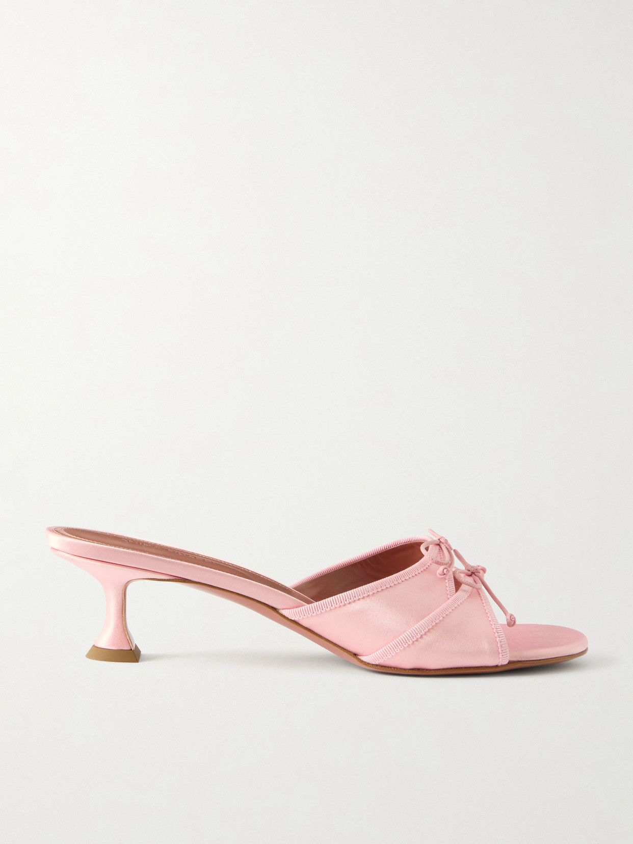 Amina Muaddi Eleonora 45mm Satin Open Toe Mule In Pink