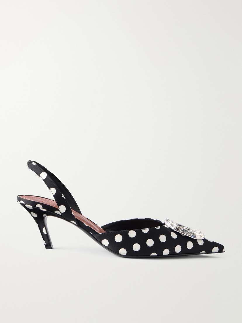 Amina Muaddi Camelia 60 Polka-dot Velvet Slingback Sandals
