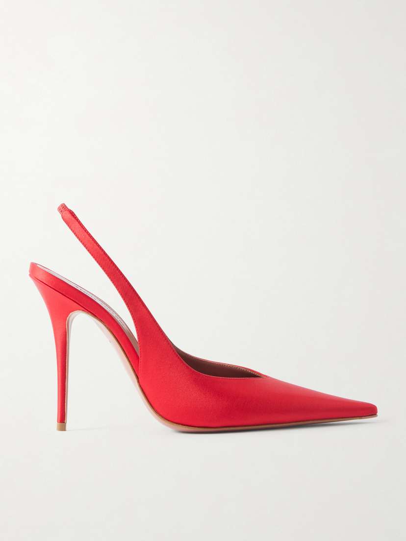 Amina Muaddi Anok Satin Slingback Pumps