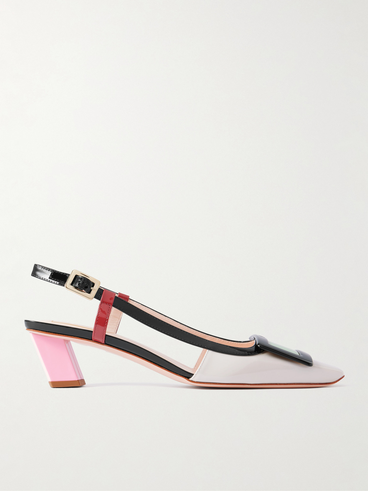 Roger Vivier 45mm Belle Vivier Patent Leather Lacquered Buckle Slingback Pumps In Multi