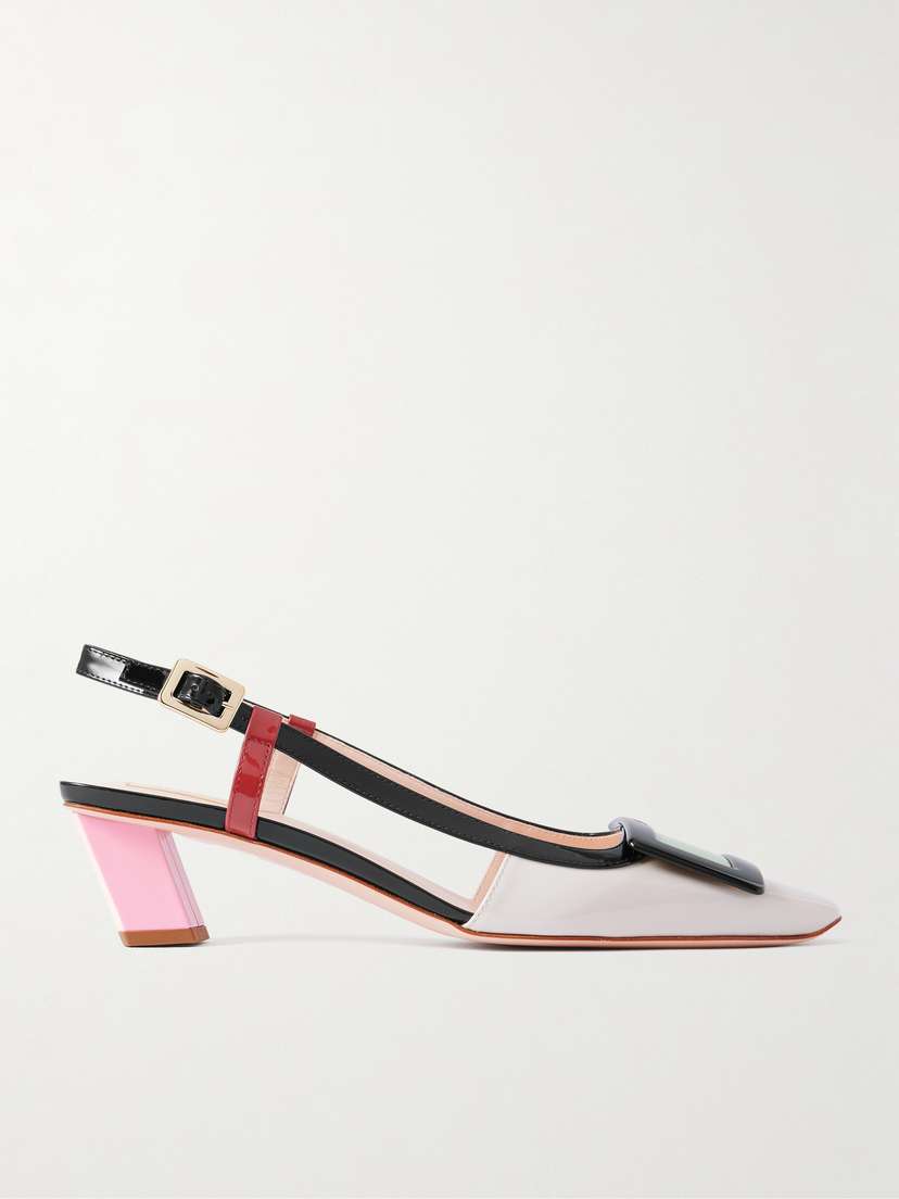 Roger Vivier Belle Vivier 45 Color-block Patent-leather Slingback Pumps