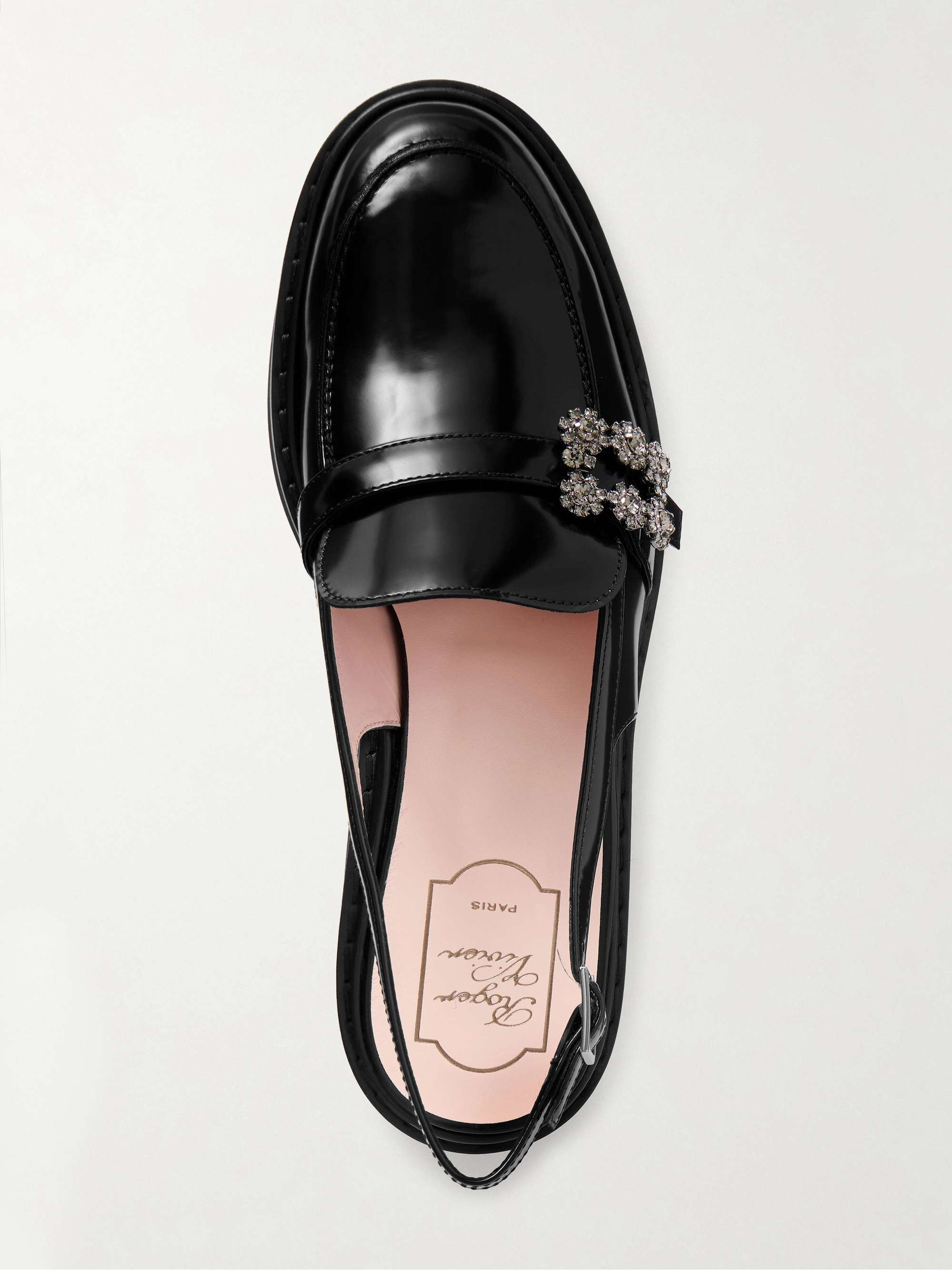 ROGER VIVIER Viv Rangers crystal-embellished leather slingback