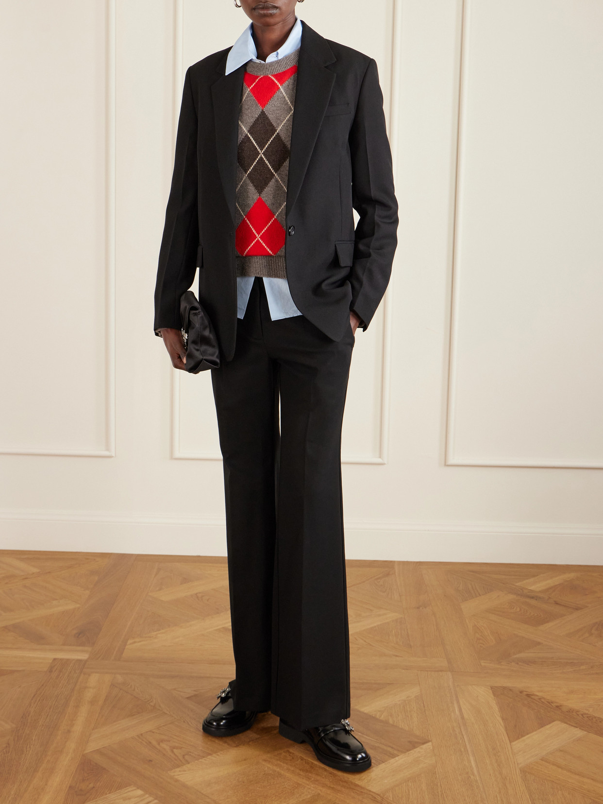 Roger Vivier Viv Rangers Crystal-embellished Leather Slingback Loafers In Black