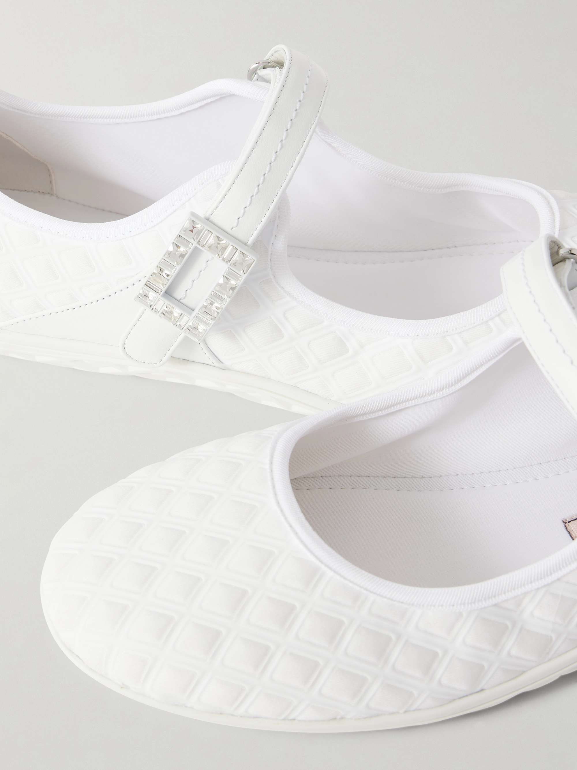 ROGER VIVIER Viv Low buckled leather and rubber-trimmed twill