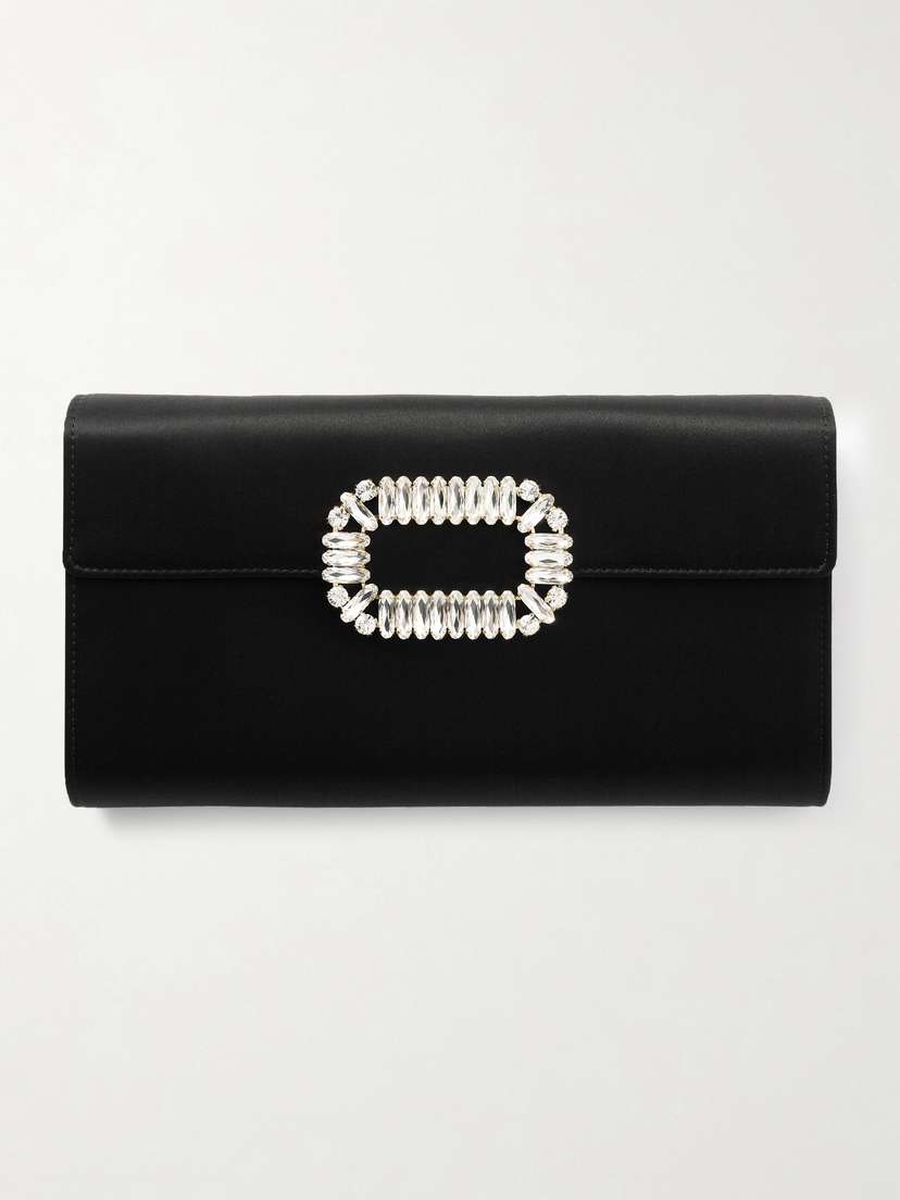 Roger Vivier Pilgrim Crystal-embellished Satin Clutch