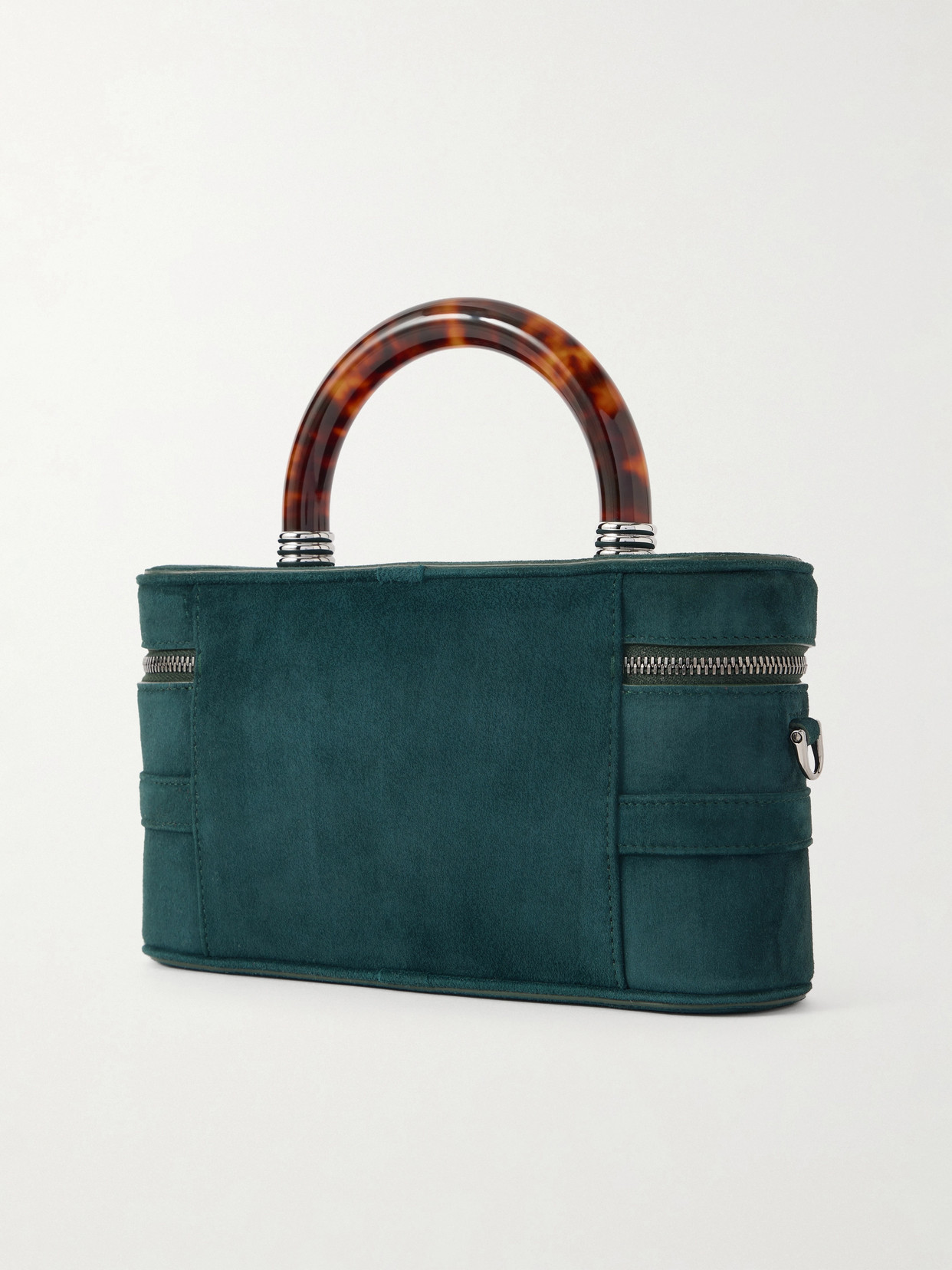 Roger Vivier Belle Vivier Vanity Mini Buckled Suede Clutch In Green