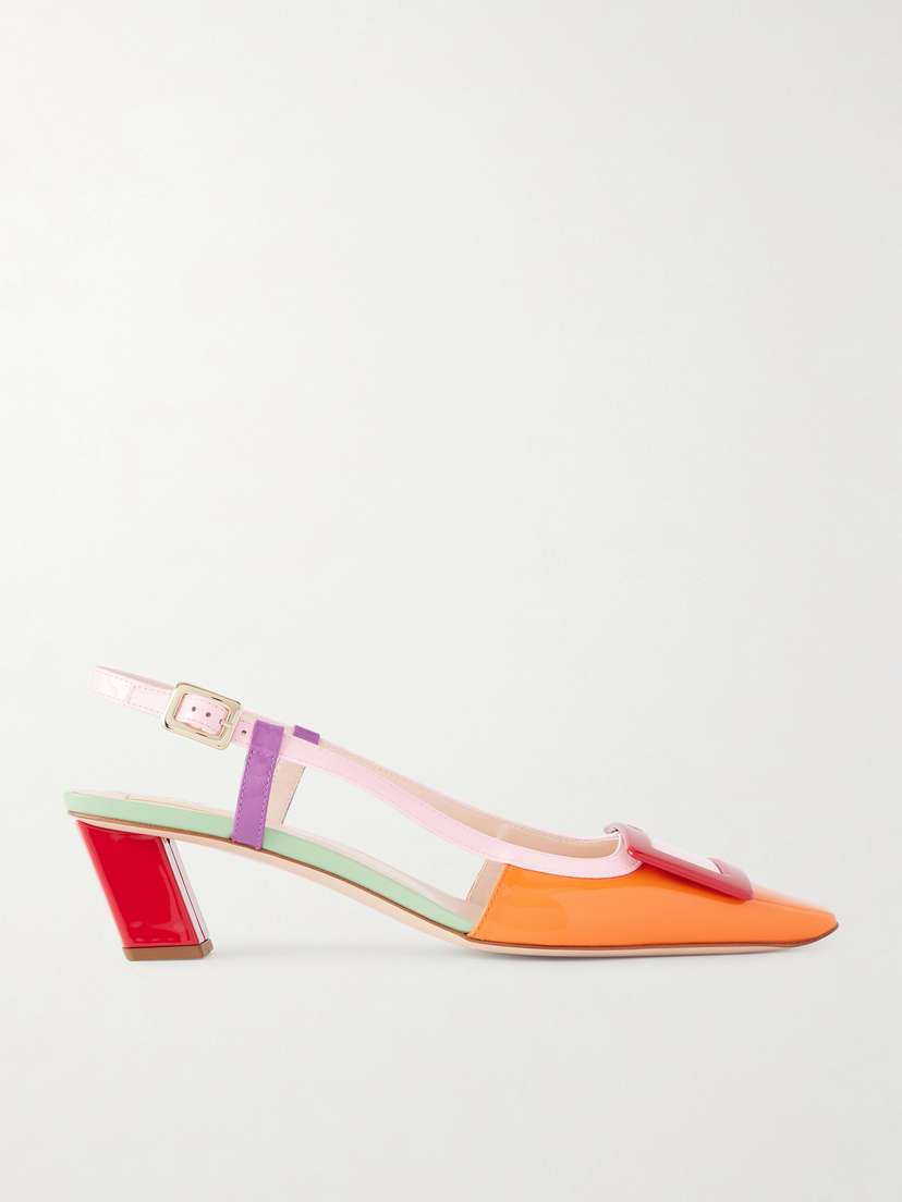 Roger Vivier Belle Vivier 45 Color-block Patent-leather Slingback Pumps