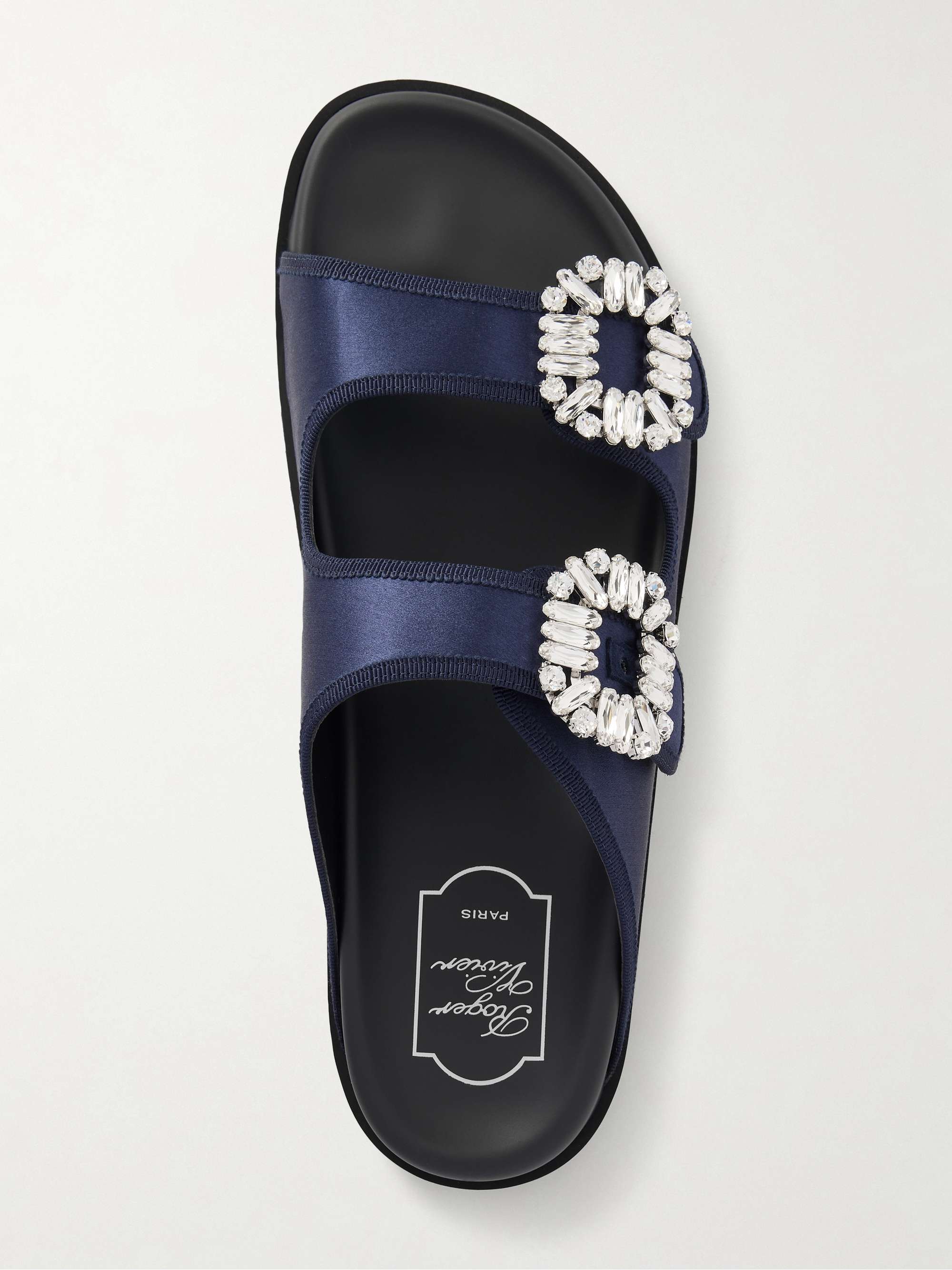 ROGER VIVIER Slidy Viv crystal-embellished grosgrain-trimmed satin