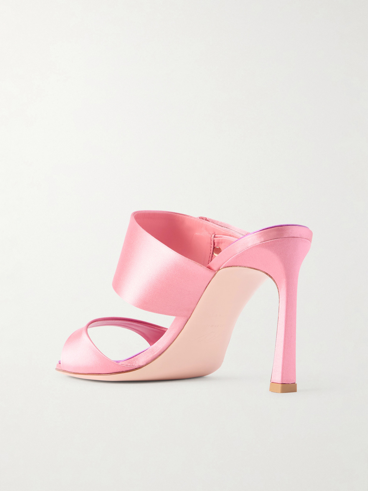 Roger Vivier Trompette 85 Crystal-embellished Satin Mules In Pink
