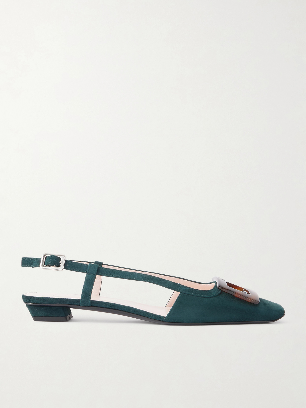 Roger Vivier Belle Vivier 25 Suede Slingback Pumps In Green