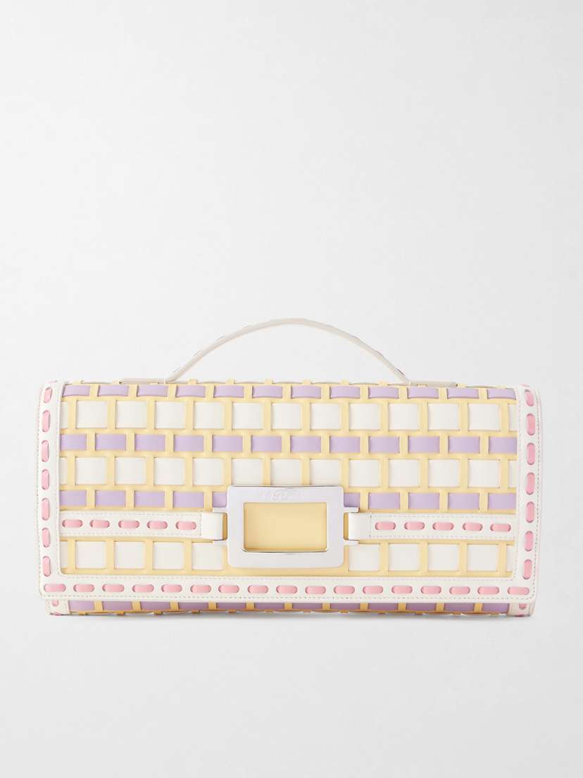 Roger Vivier Belle Vivier Buckled Leather Clutch